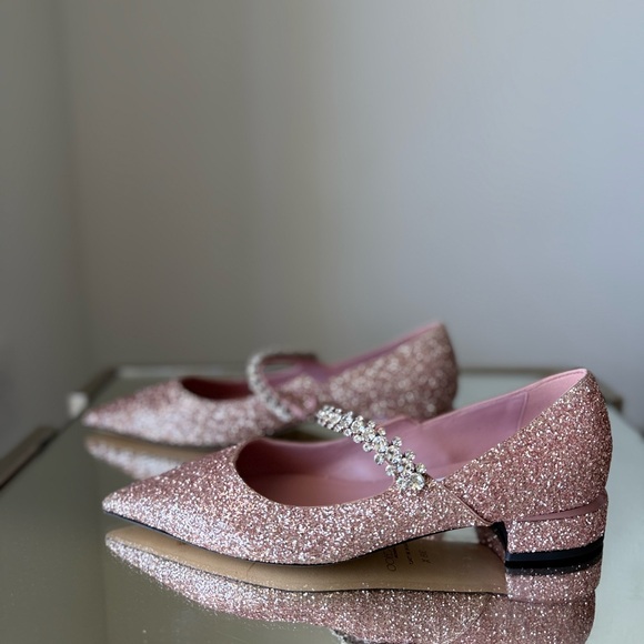 New Jimmy Choo Bing Glitter Crystal-Strap Ballerina Pumps 38.5 $1,095 - Picture 5 of 9